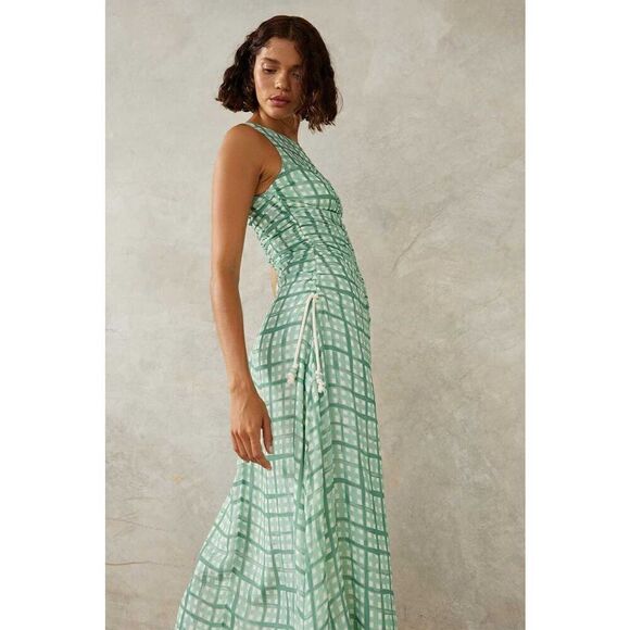MON RENN SEASIDE CHECK MIDI DRESS - SEASIDE CHECK Vacation 👗size S NWT$229 - Picture 1 of 11